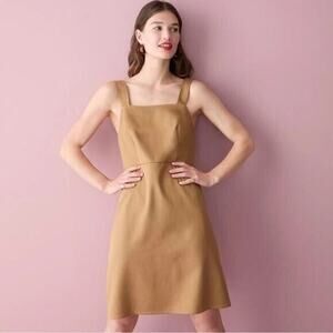 J. Crew Squareneck A-line Dress in Gramercy Twill Cappuccino #BK702 Sz 2
